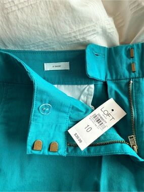 LOFT Turquoise 4" Cotton Bermuda Shorts